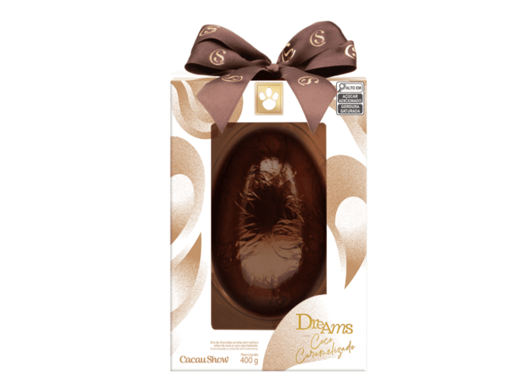 Cacau Show Ovo de Pascoa Dreams Coco Caramelizado 400g.