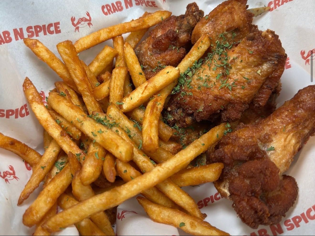 6 pcs Lemon Pepper Wing W/ Fries