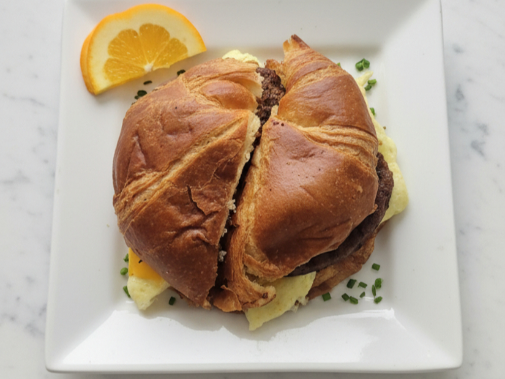 Croissant Beef Sausage & Egg Sandwich