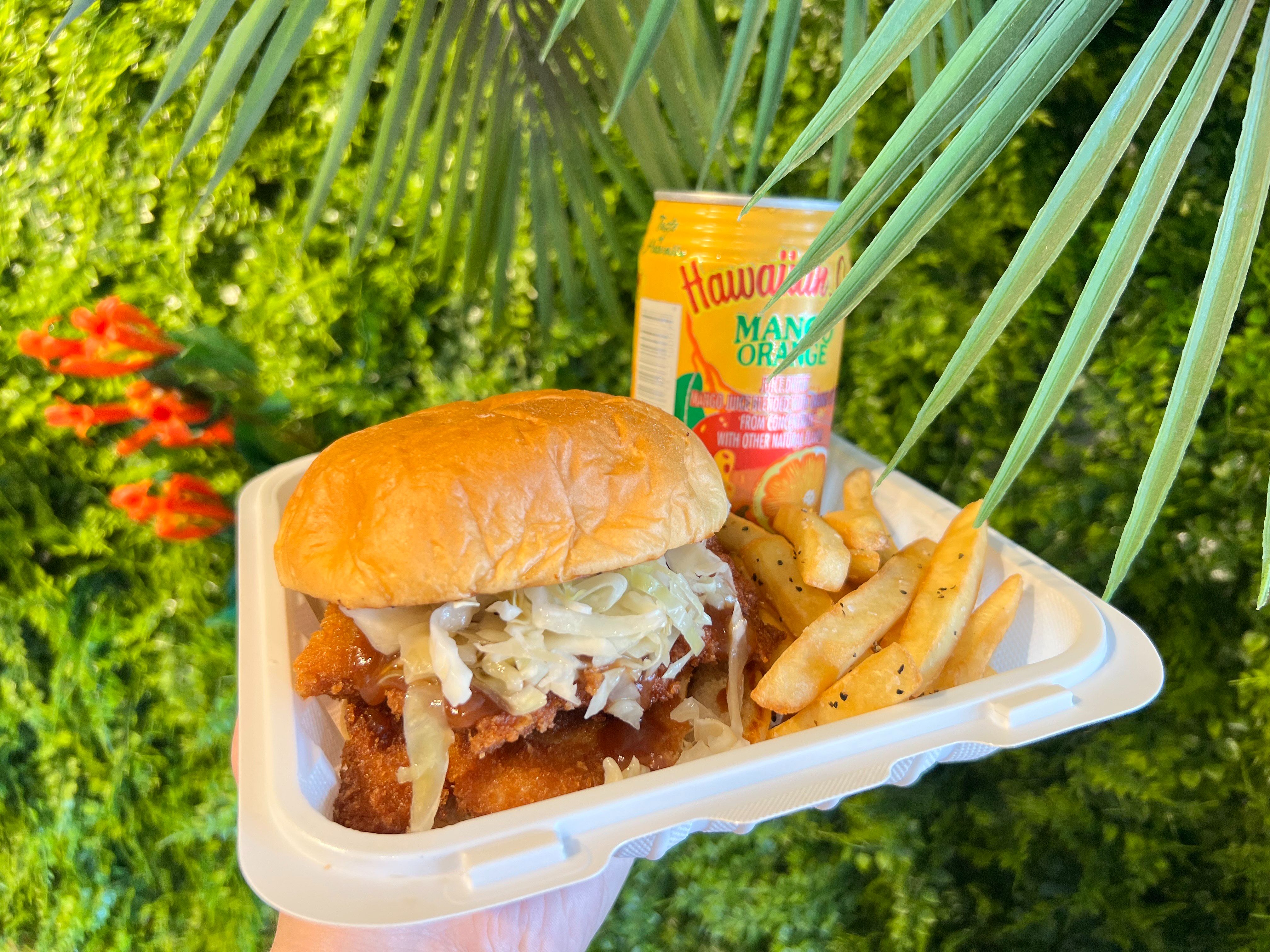 Hawaiian Fried Chicken Sandwich Combo Meal.