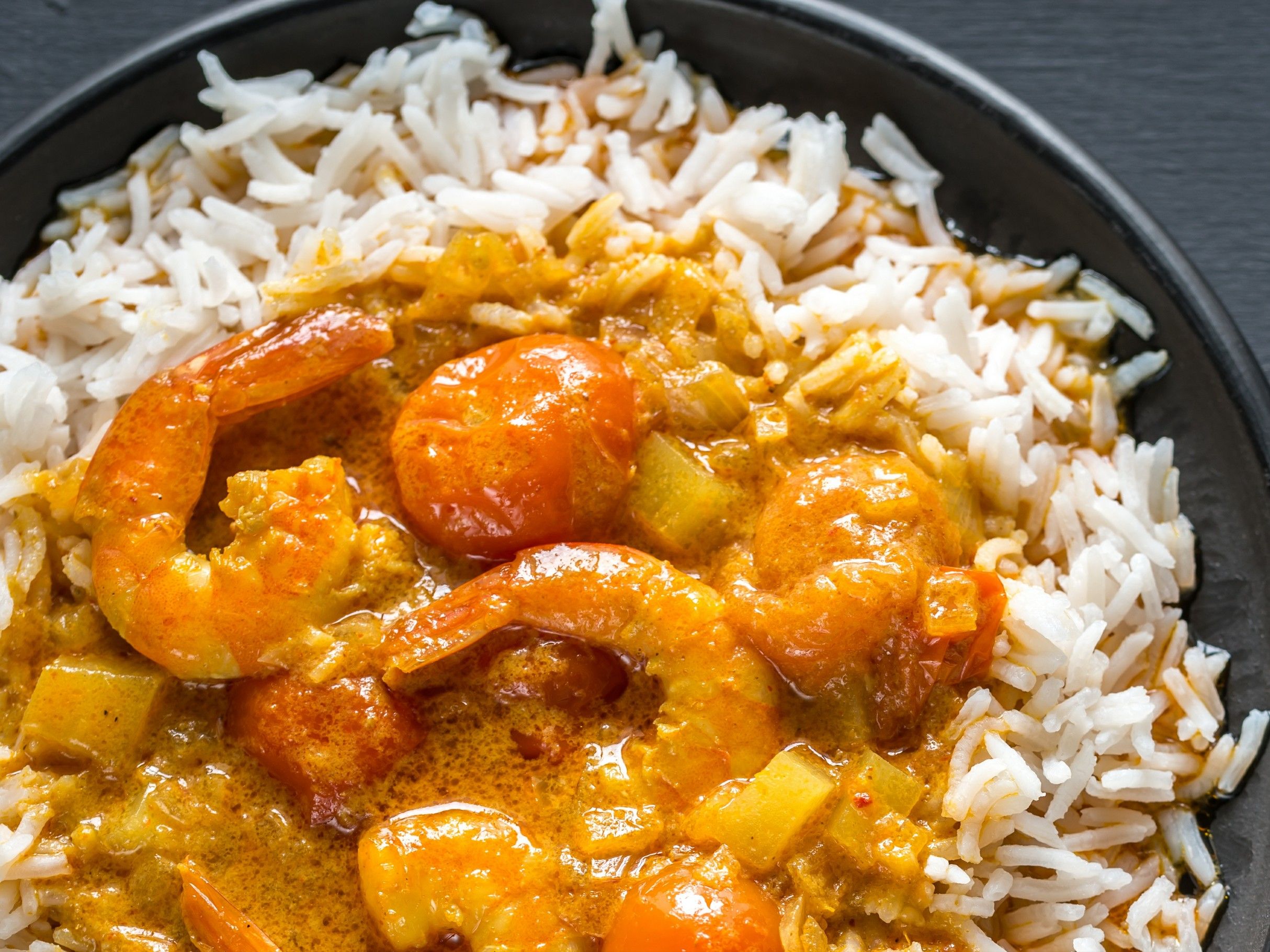 Shrimp Curry Over Rice.