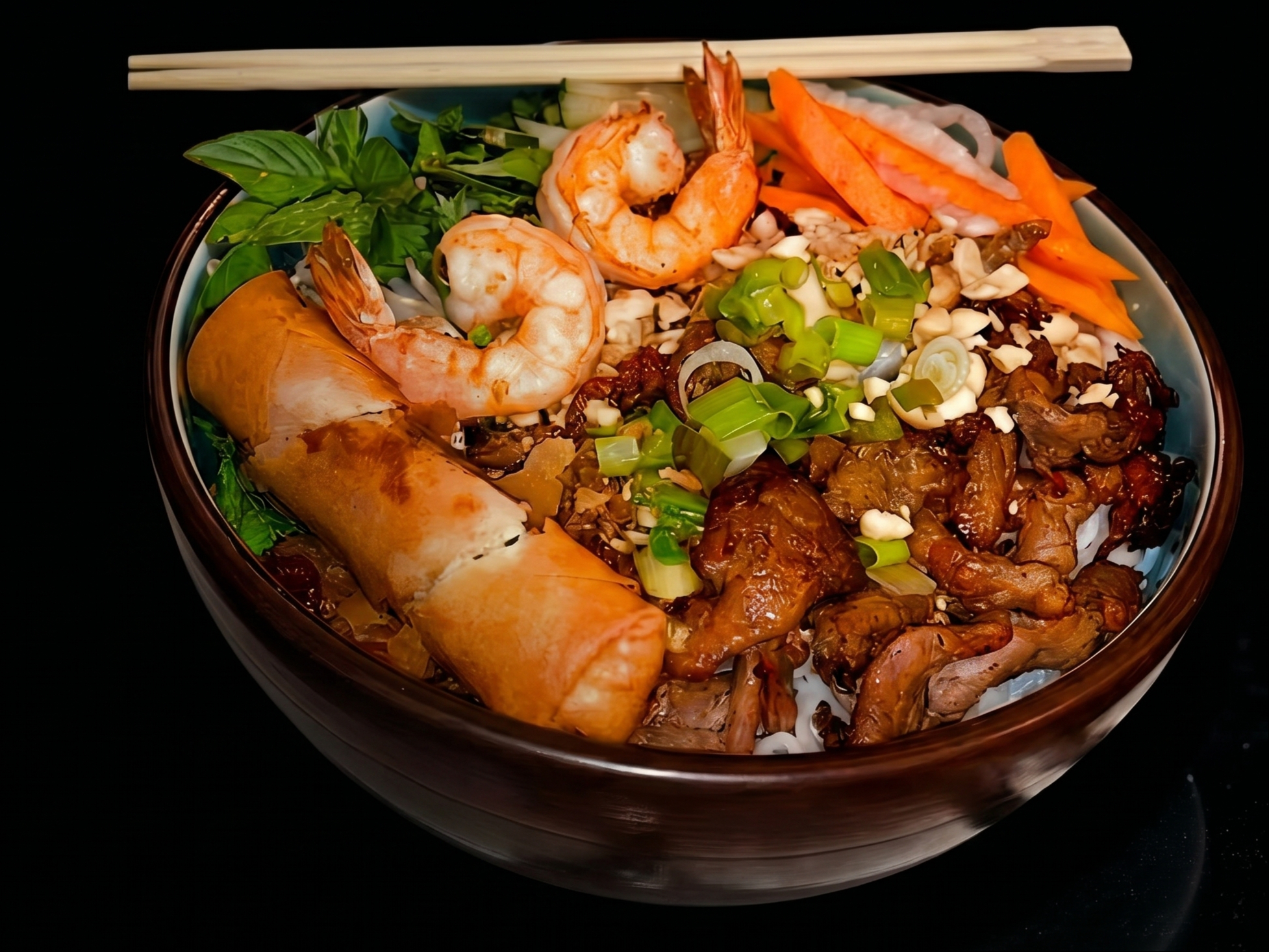 E16. Charbroiled Pork, Eggroll, Vermicelli.