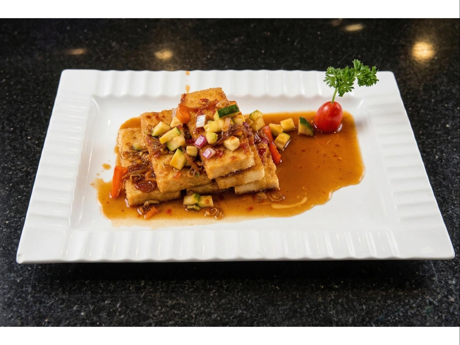 Spicy Garlic Tofu.