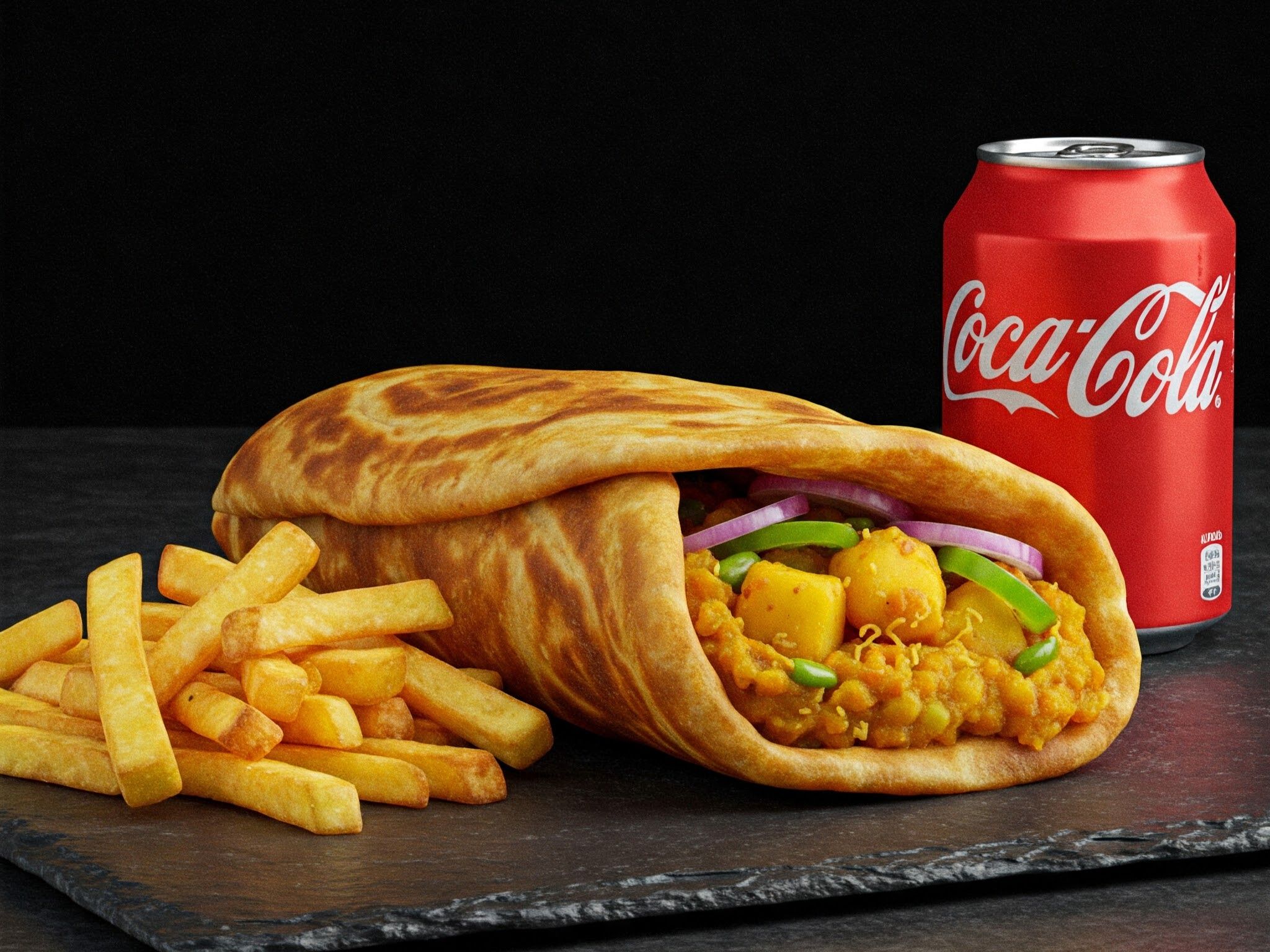 Masala Aloo Roll Meal.