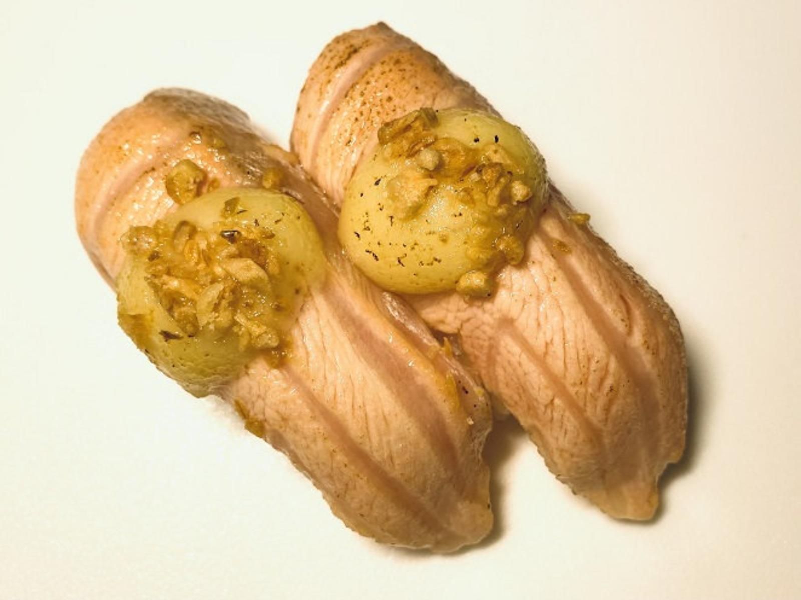 Seared garlic Fatty Salmon.