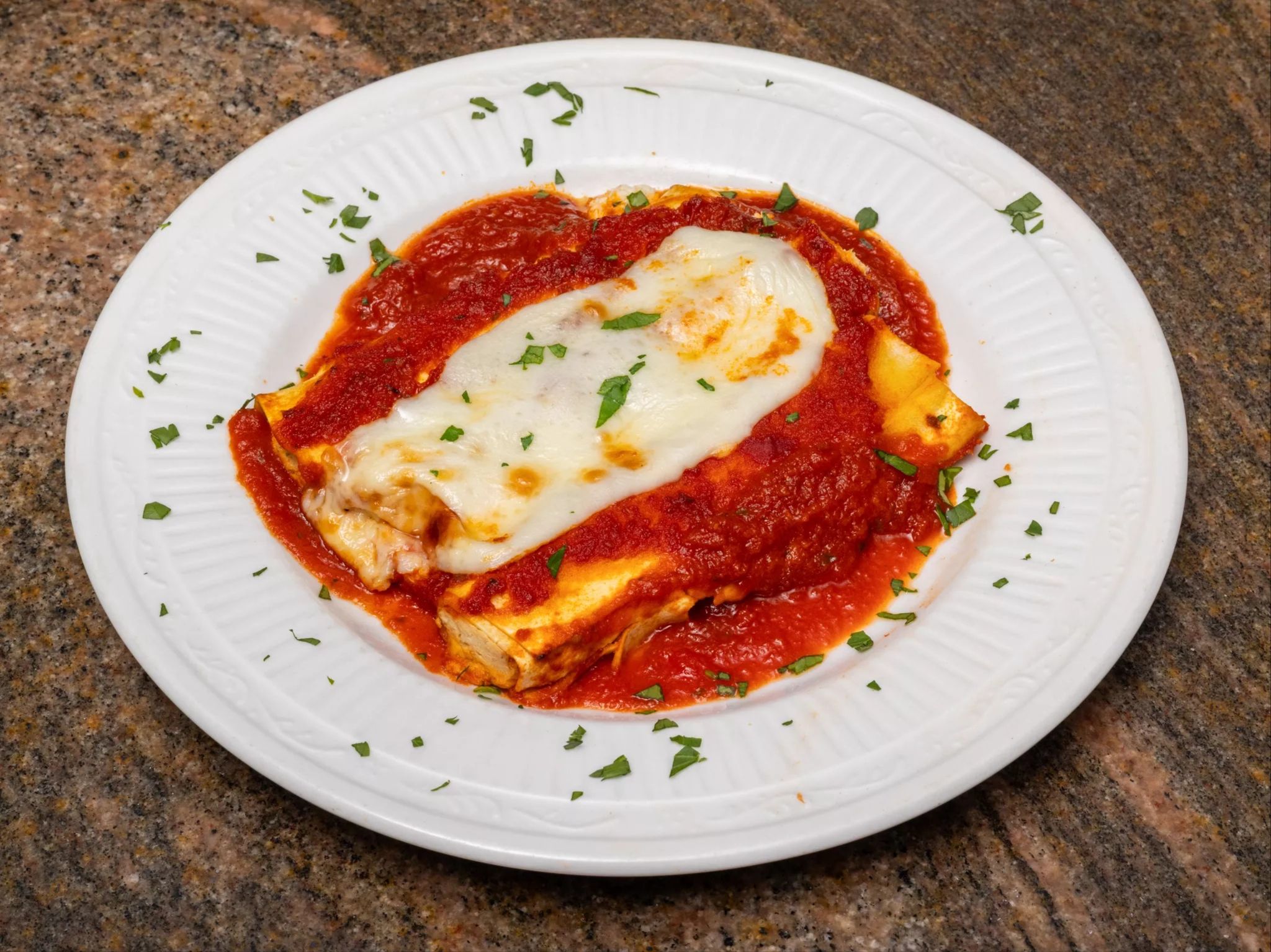 Manicotti Parmigiana.