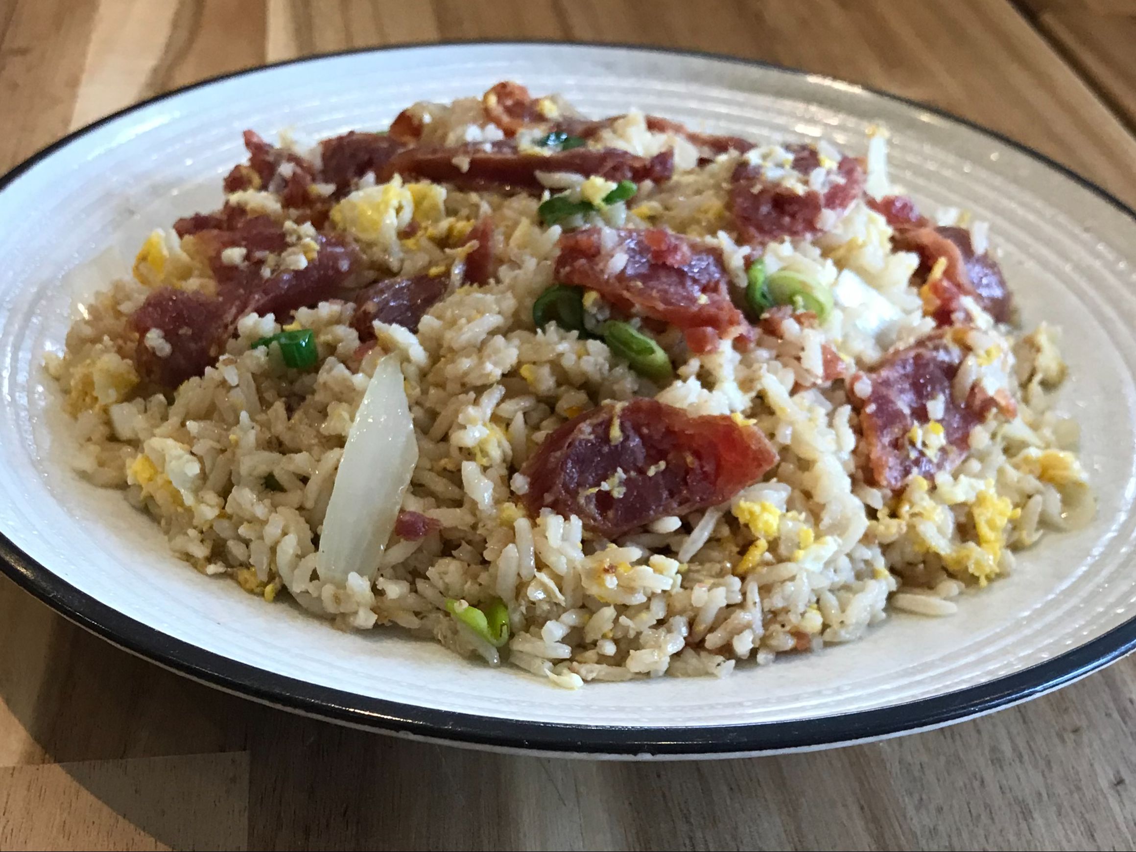 CHINESE SAUSAGE FRIED RICE.