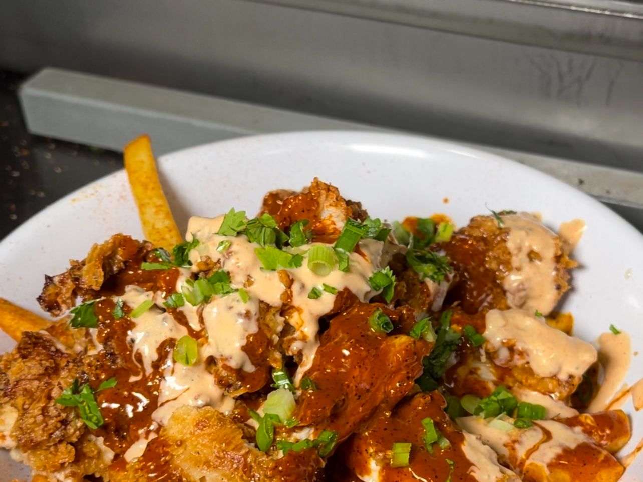 Fried Chicken Cheese Fries.