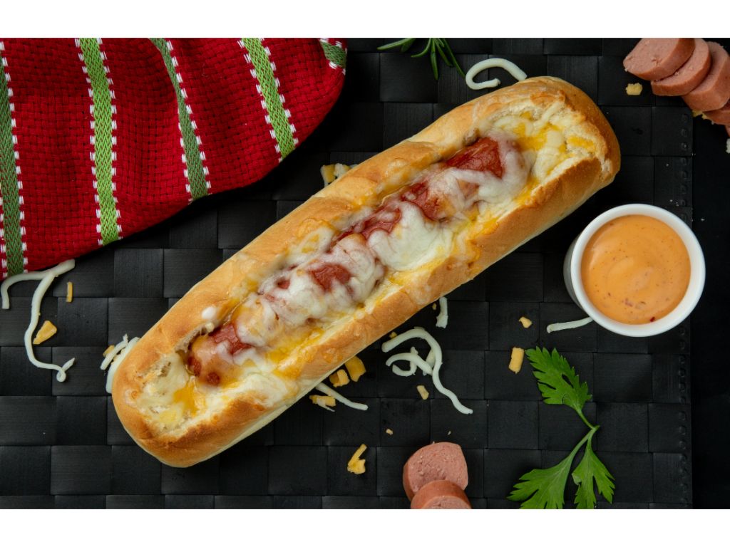Deluxe Grilled Cheese Beef Dog.