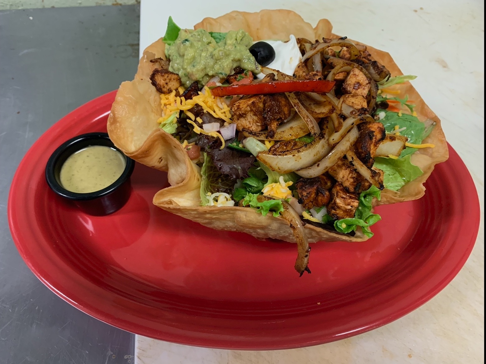 Fajita Tostada Salad.