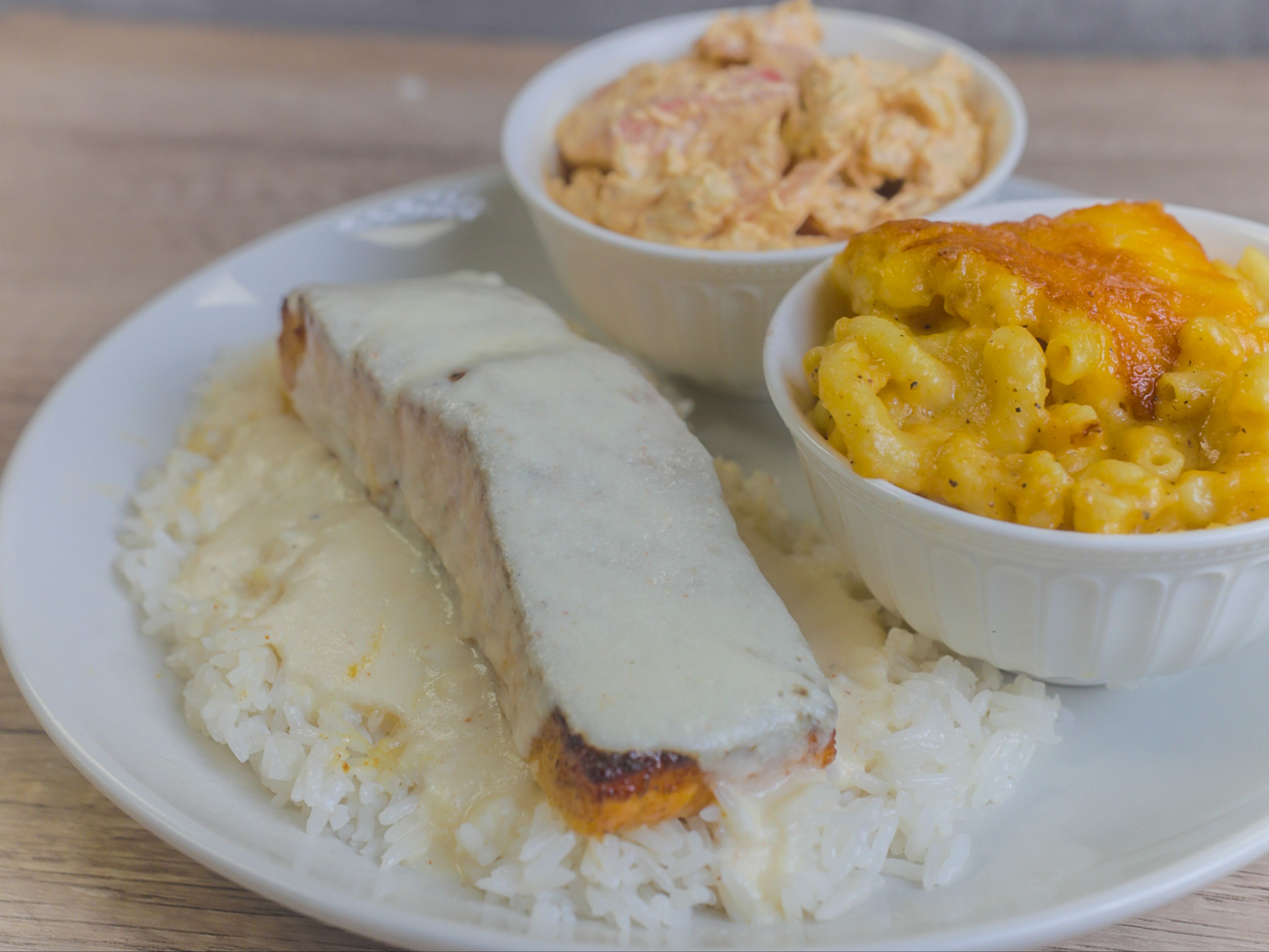 Salmon over rice