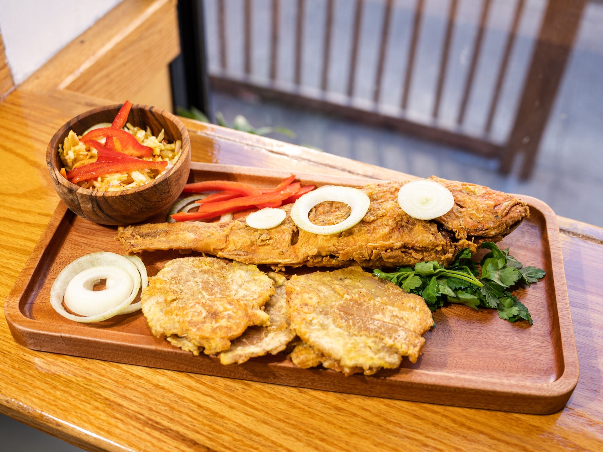 Fried Red snapper w/Fried Plantain.