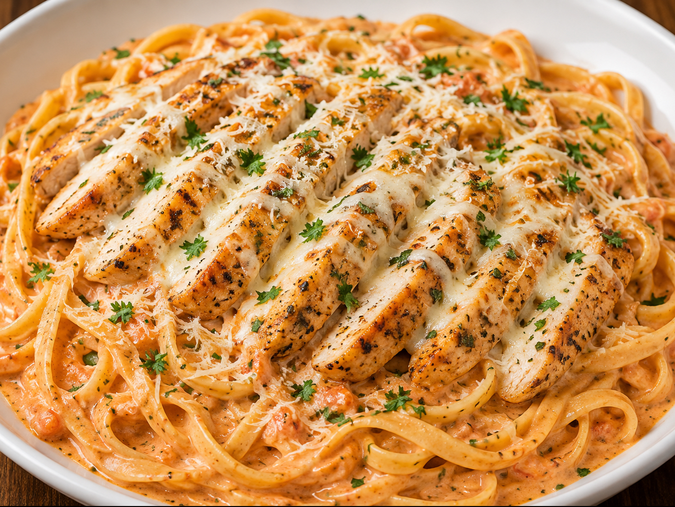CHICKEN ALLA ROSA FETTUCCINE.