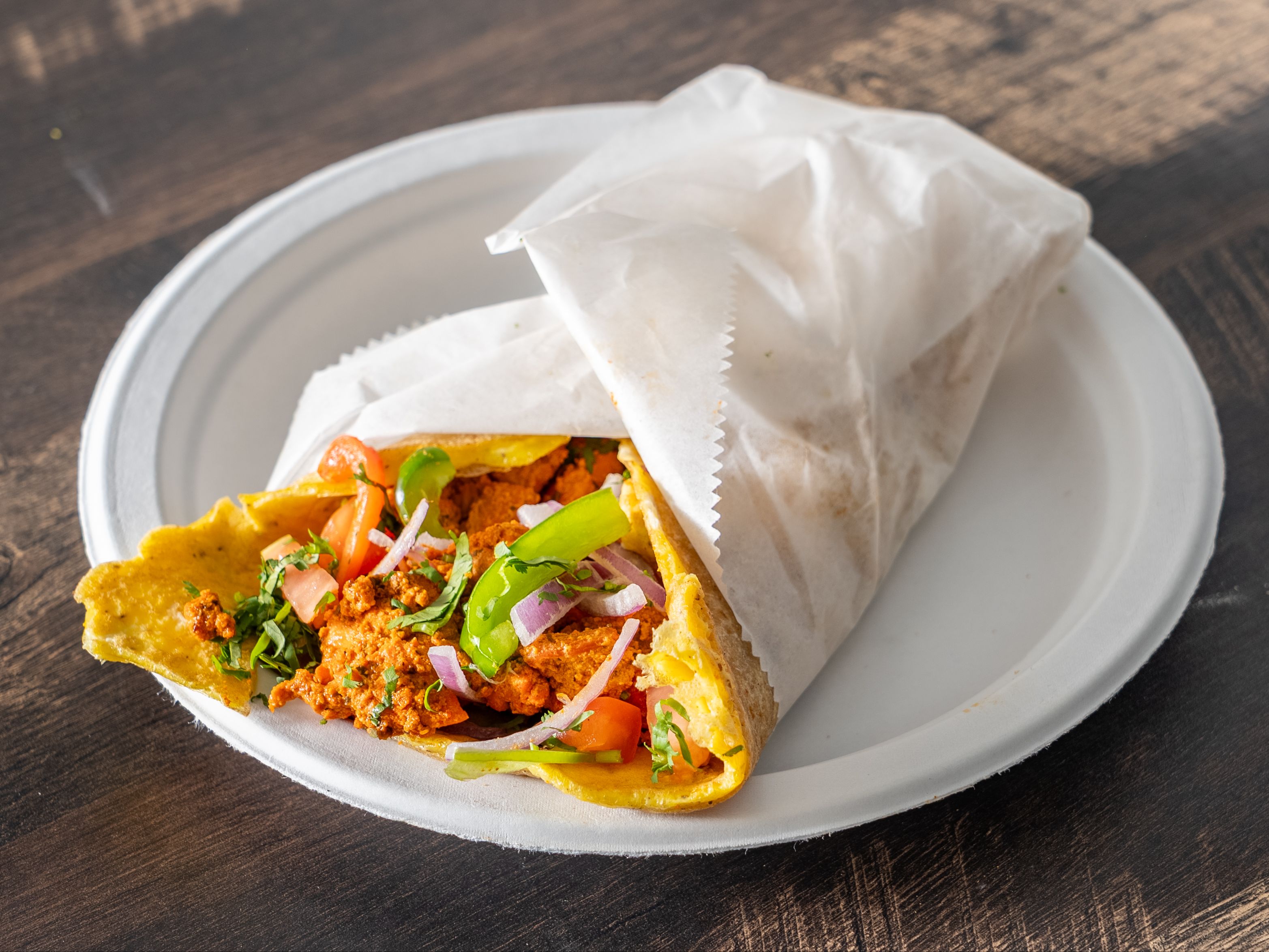 Egg Chicken Tikka Roll.