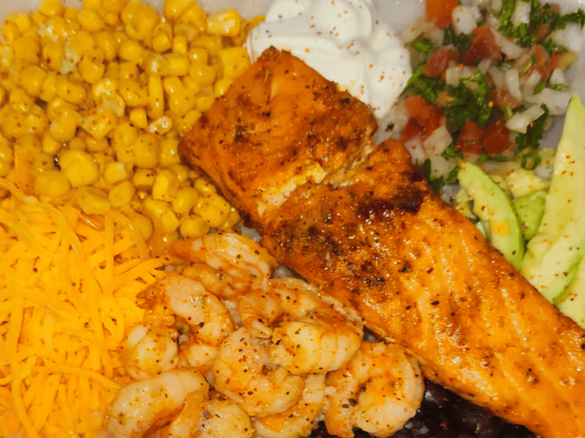 Southwest Salmon Rice Bowl.