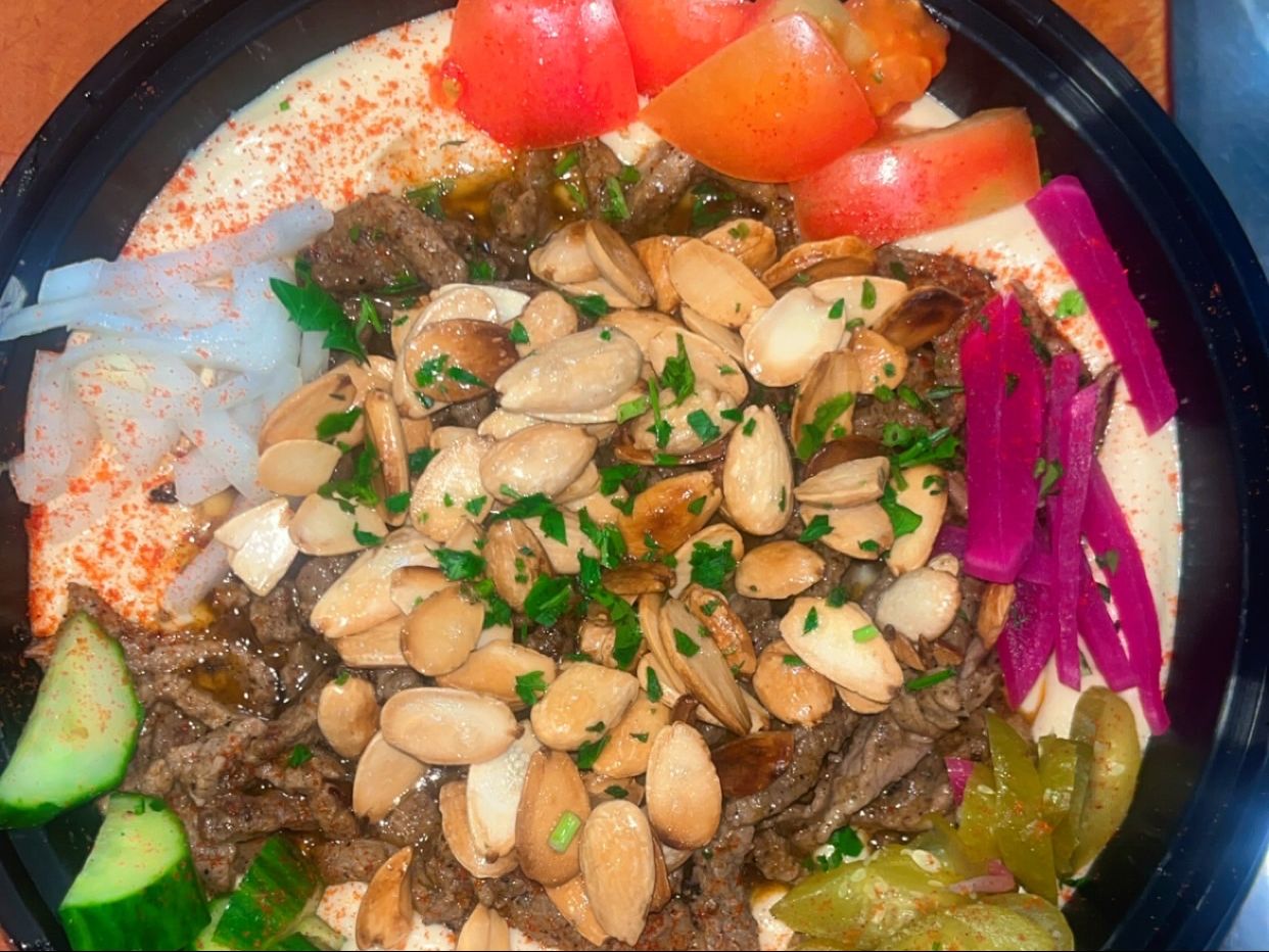Hummus with Steak Shawarma