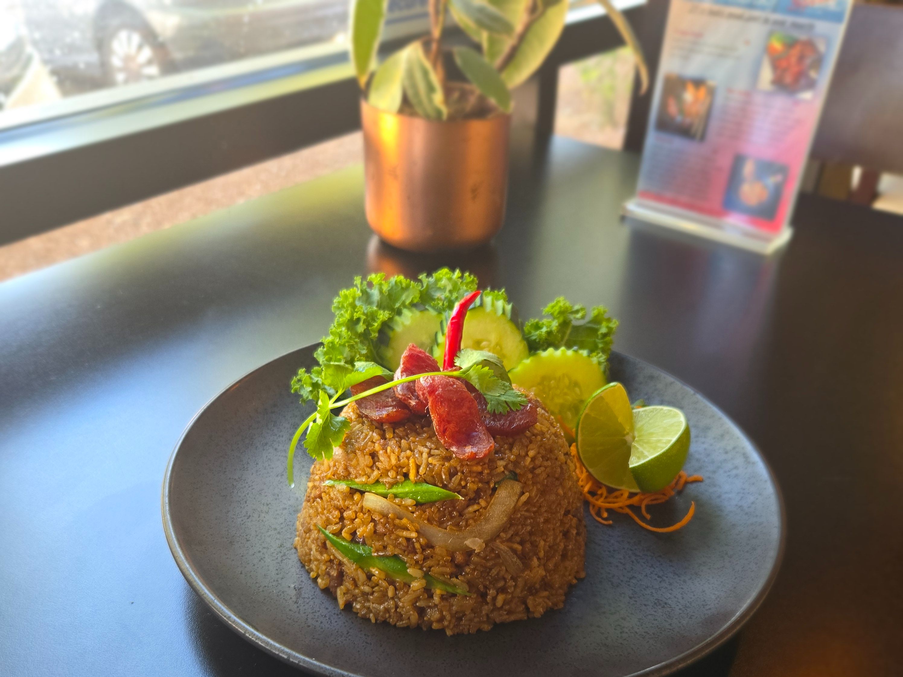 Soy Sauce Braised Pork Belly Fried Rice.
