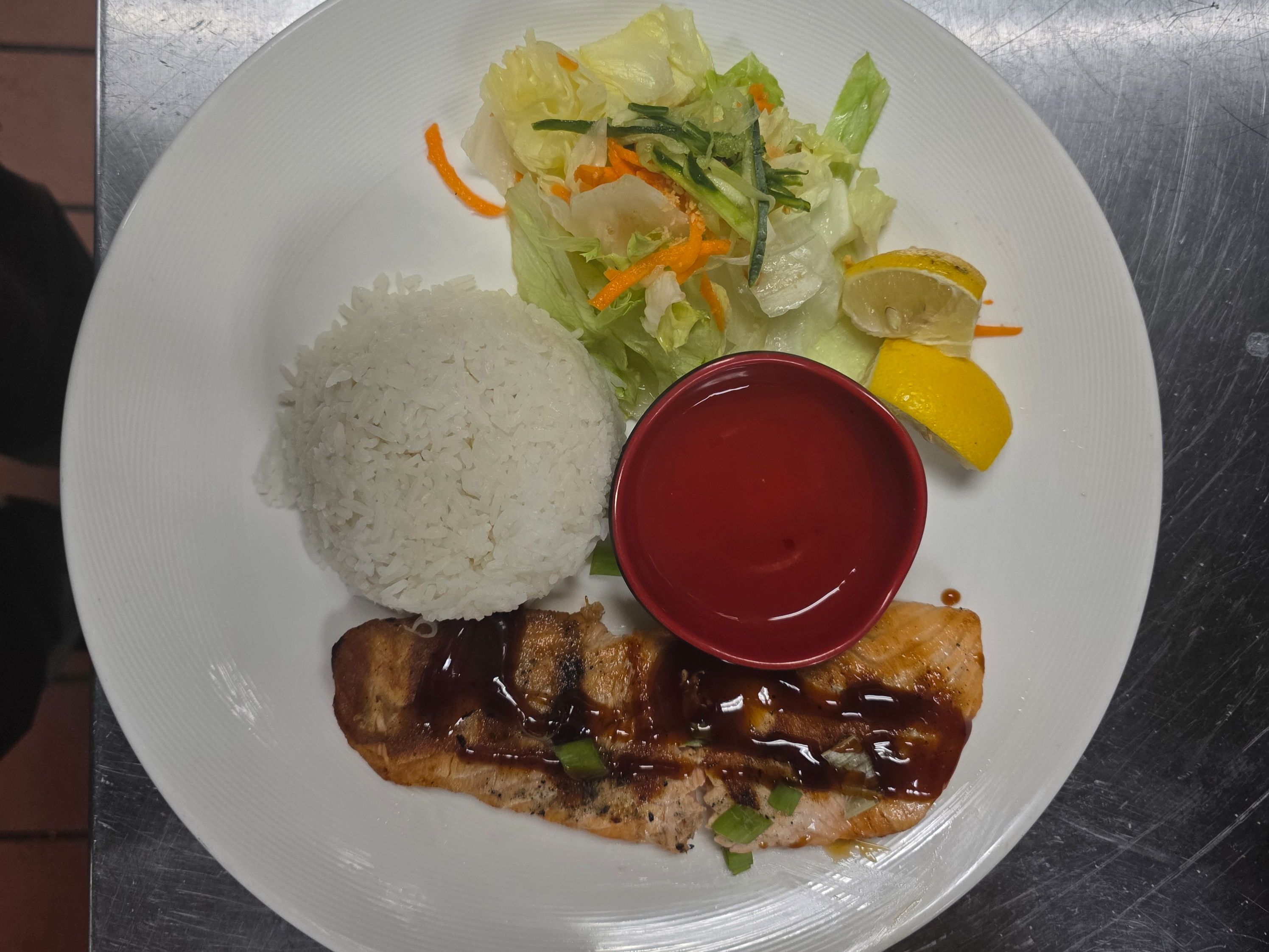 R8 Grilled Salmon With Homemade Teriyaki Sauce.