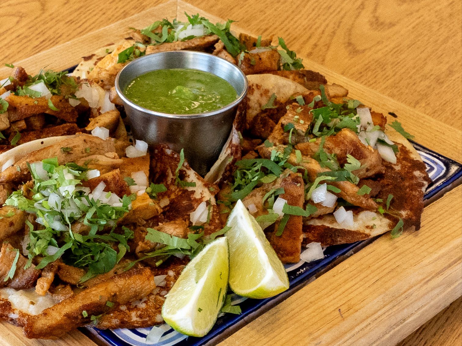 Chicken BBQ Tacos al Queso.