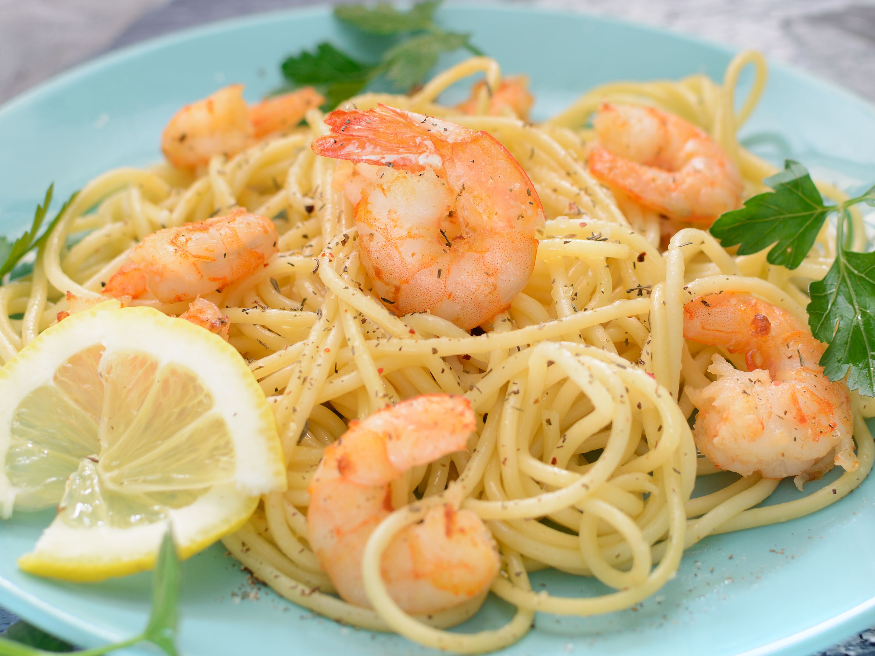 Spaghetti Con Camarones (Shrimp).