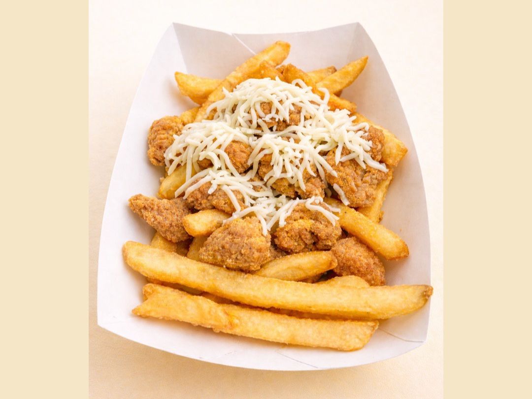 Popcorn Chicken + Parmesan Fries.