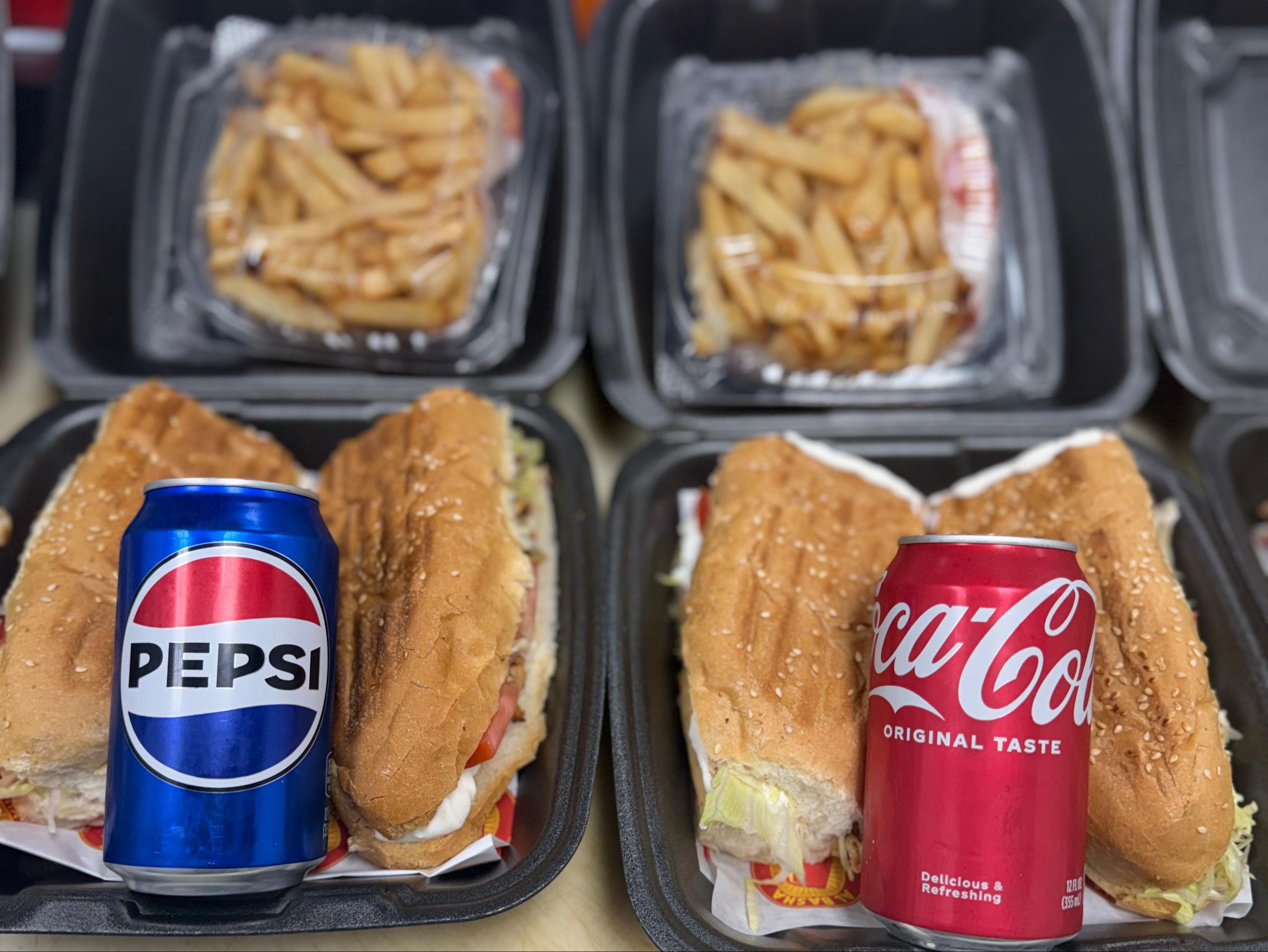 12" chicken Sub combo (fries+pop)