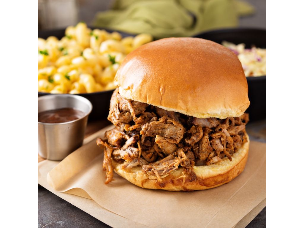 Honey BBQ Pulled Pork Burger.