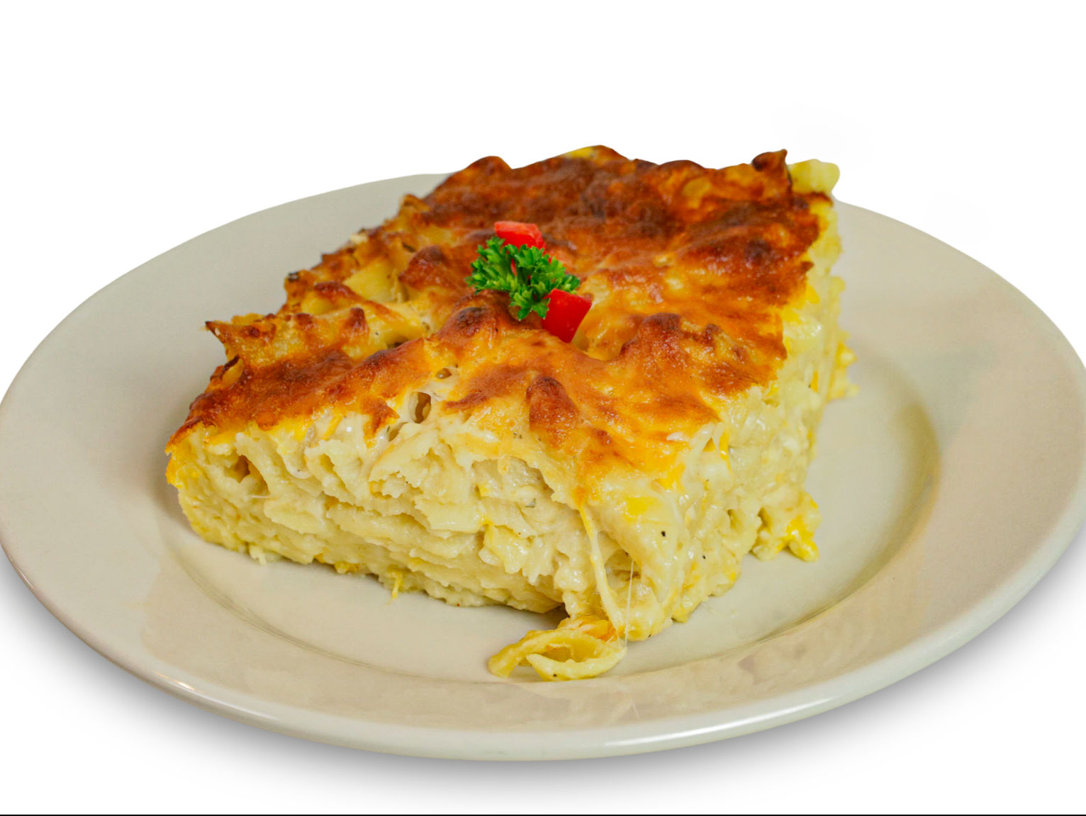 Side Macaroni Gratine with meat.