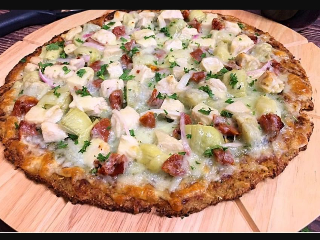 Artichoke Chicken Pizza.