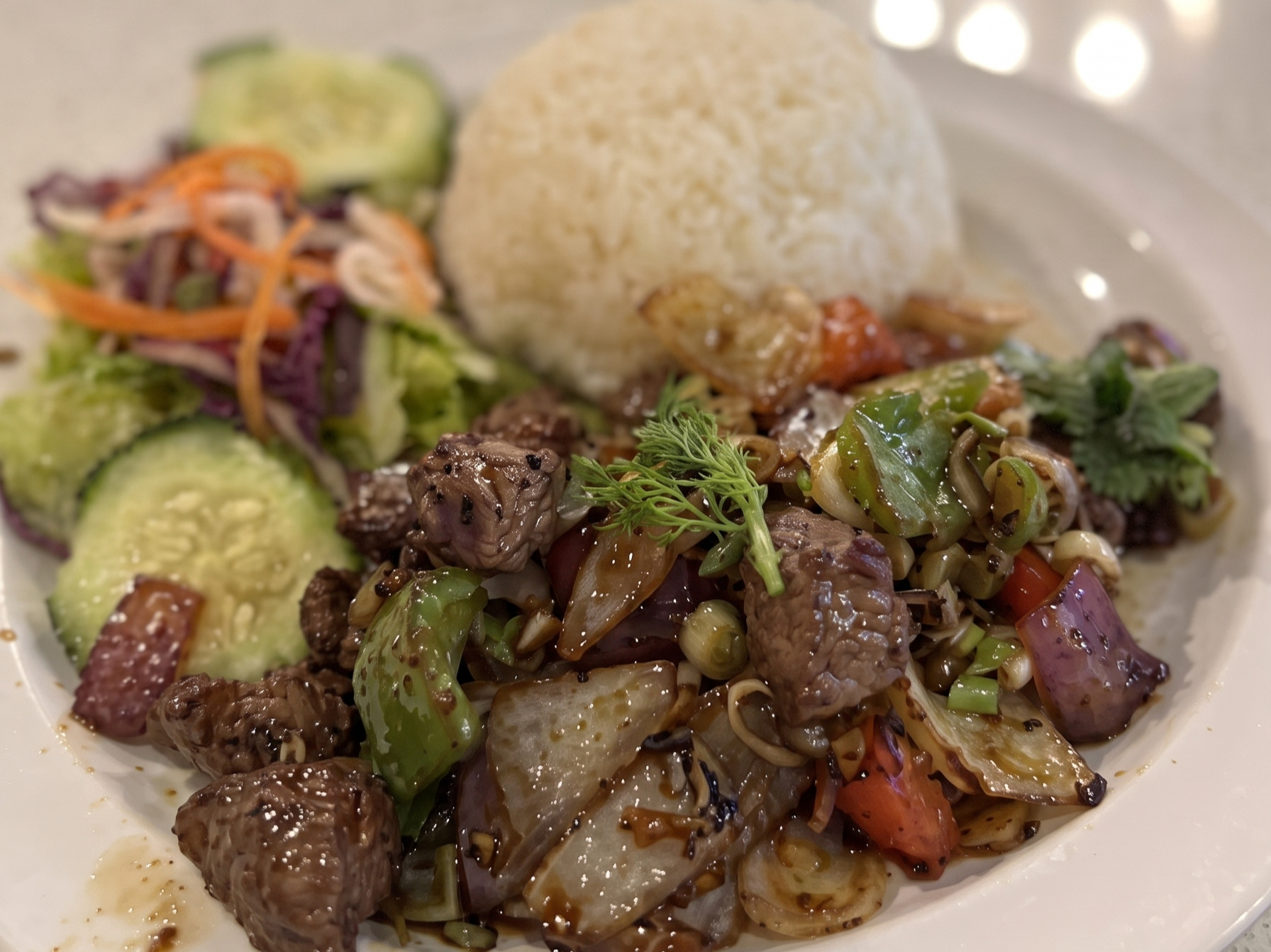 30.Rice With Shaken Beef Bo Luc Lac.