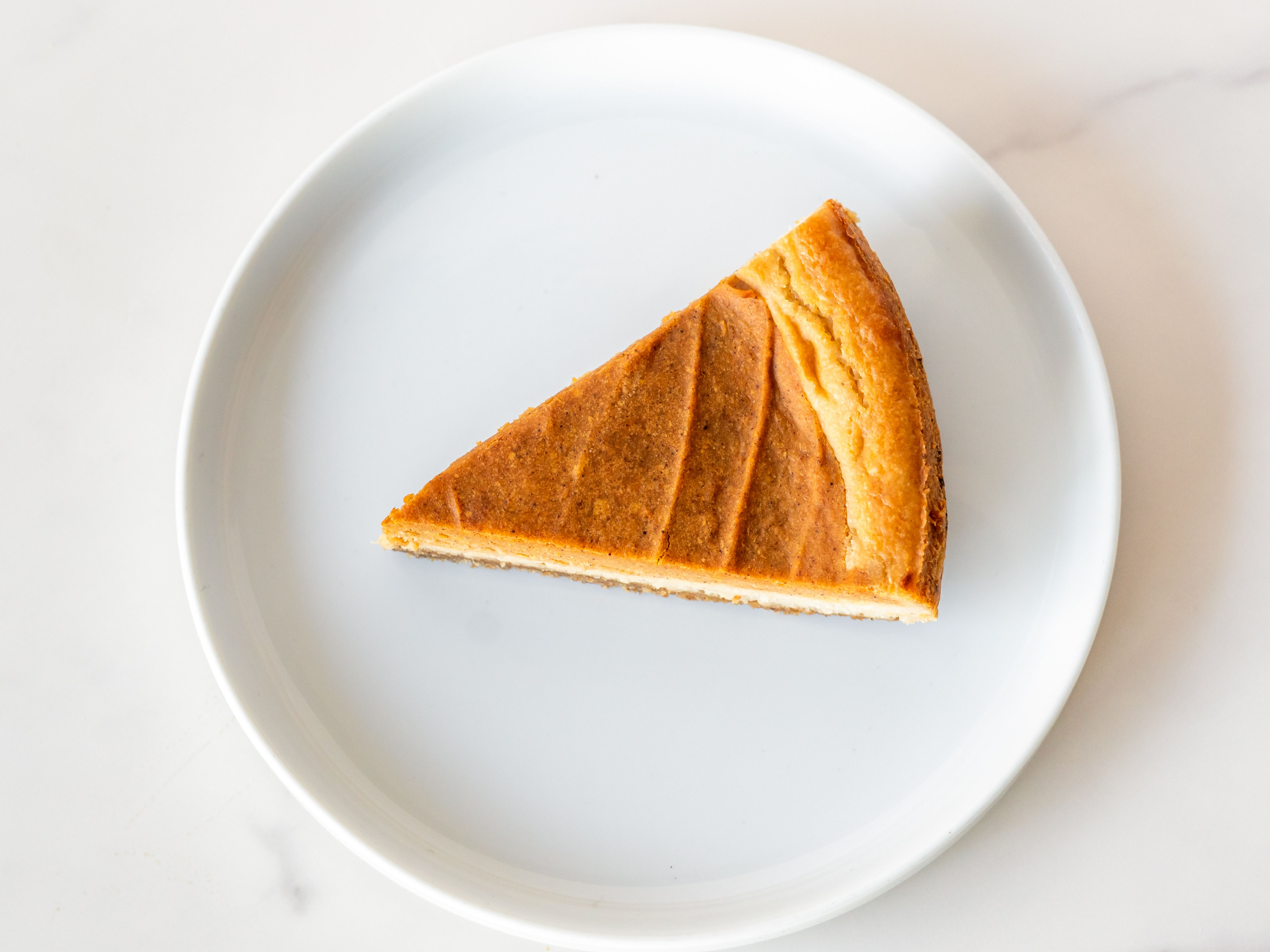 Sweet Potato Swirl Cheesecake Slice.