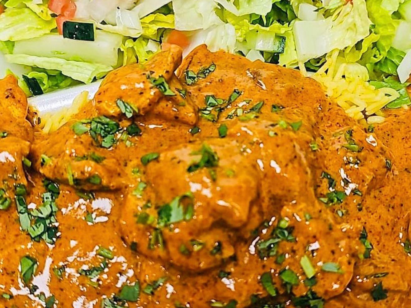 Butter Chicken Rice Platter.