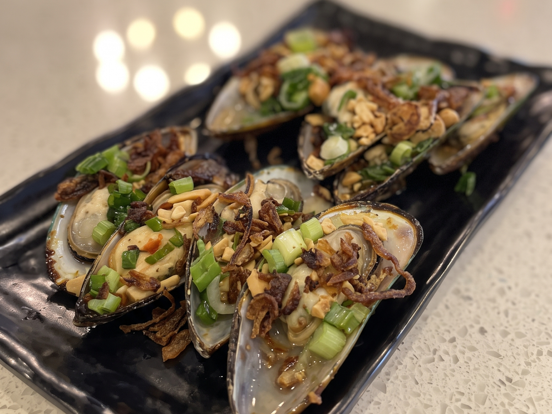 13. Grill Mussle With Green Onion.