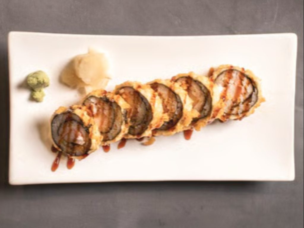 Crazy Horse Roll, Red snapper, crab stick, avocado, fish egg then tempura fried.