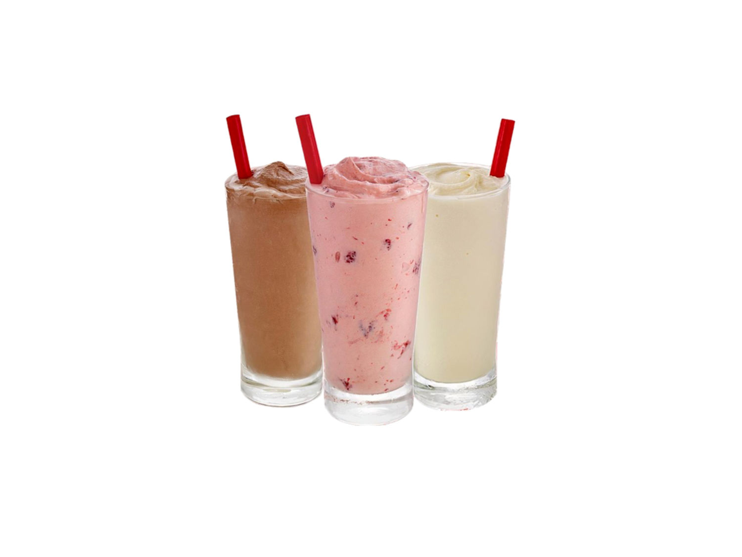 Hand-spun milkshakes in chocolate, vanilla and strawberry flavors - Super Burger California