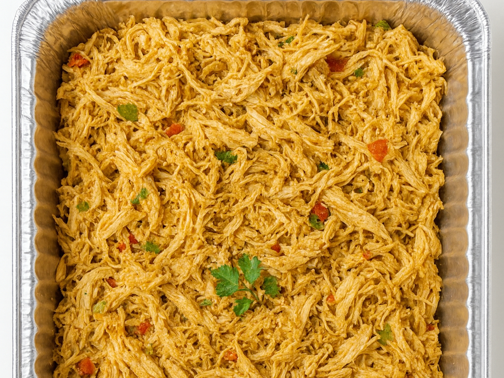 Shredded chicken tray.