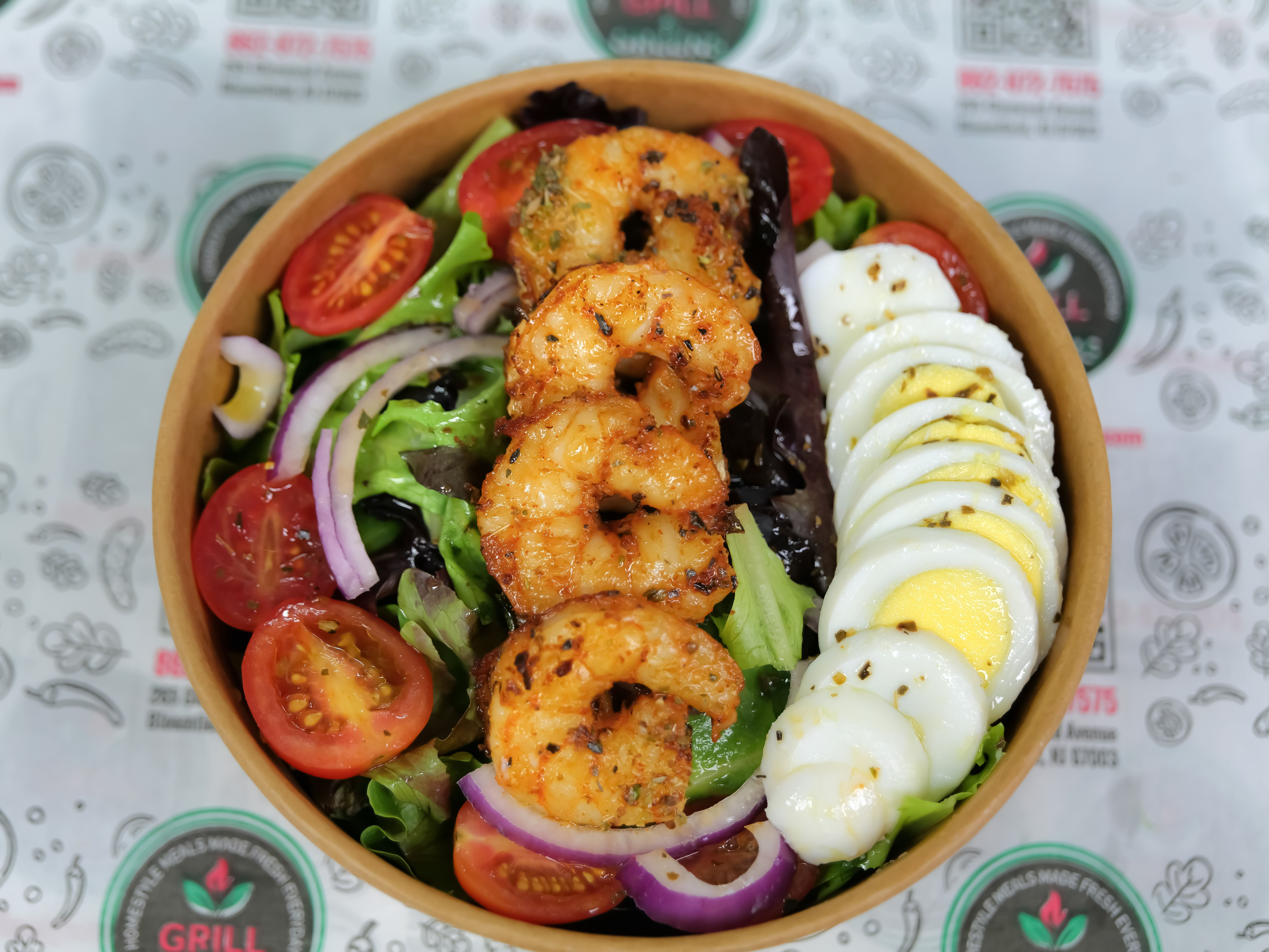 Grilled Shrimp w/House Salad - Catering (Min. 10 People).