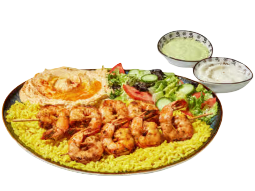 #4 Shrimp Kebab Plate.