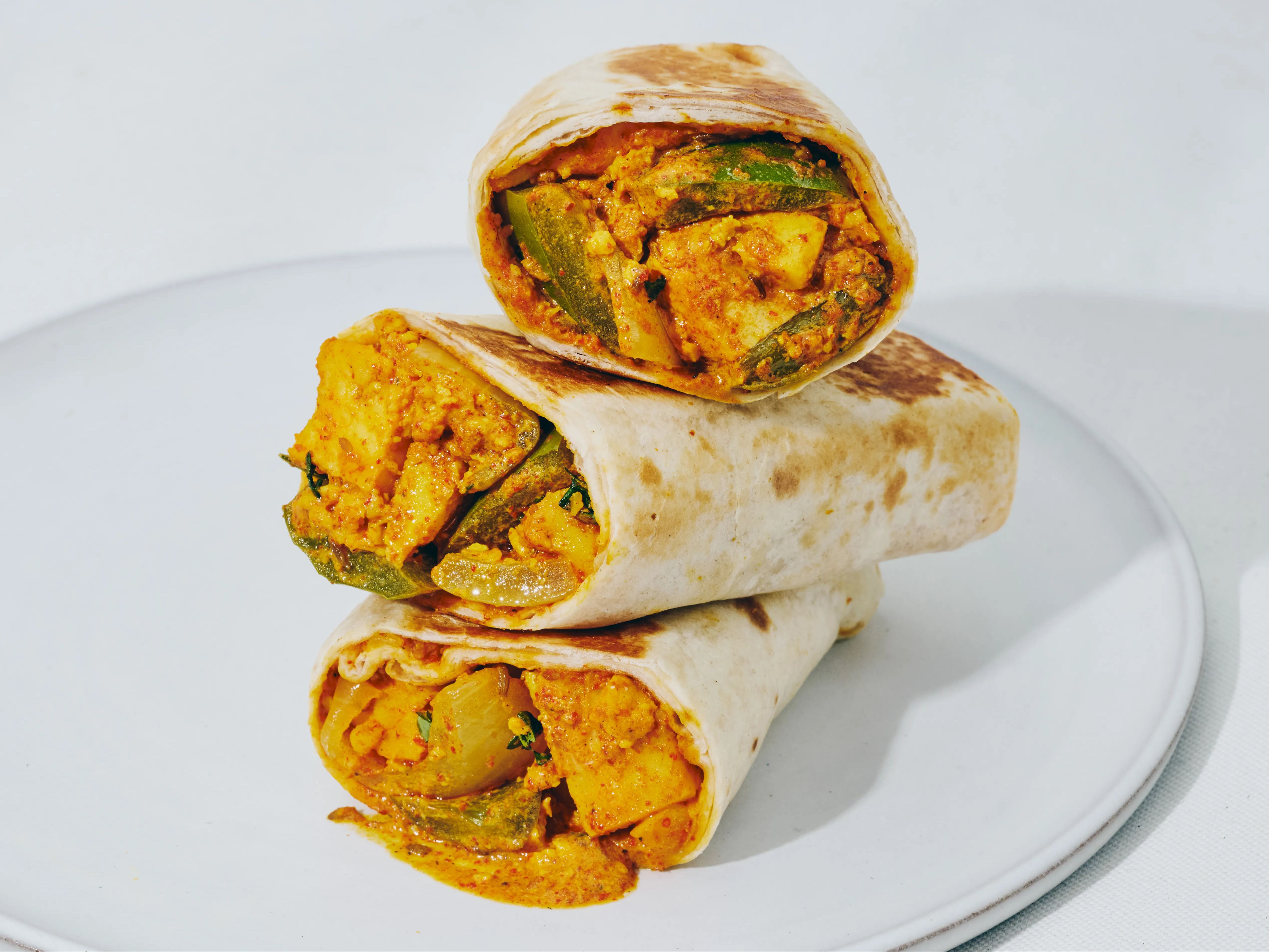 Mixed Vegetable Kathi Rolls.