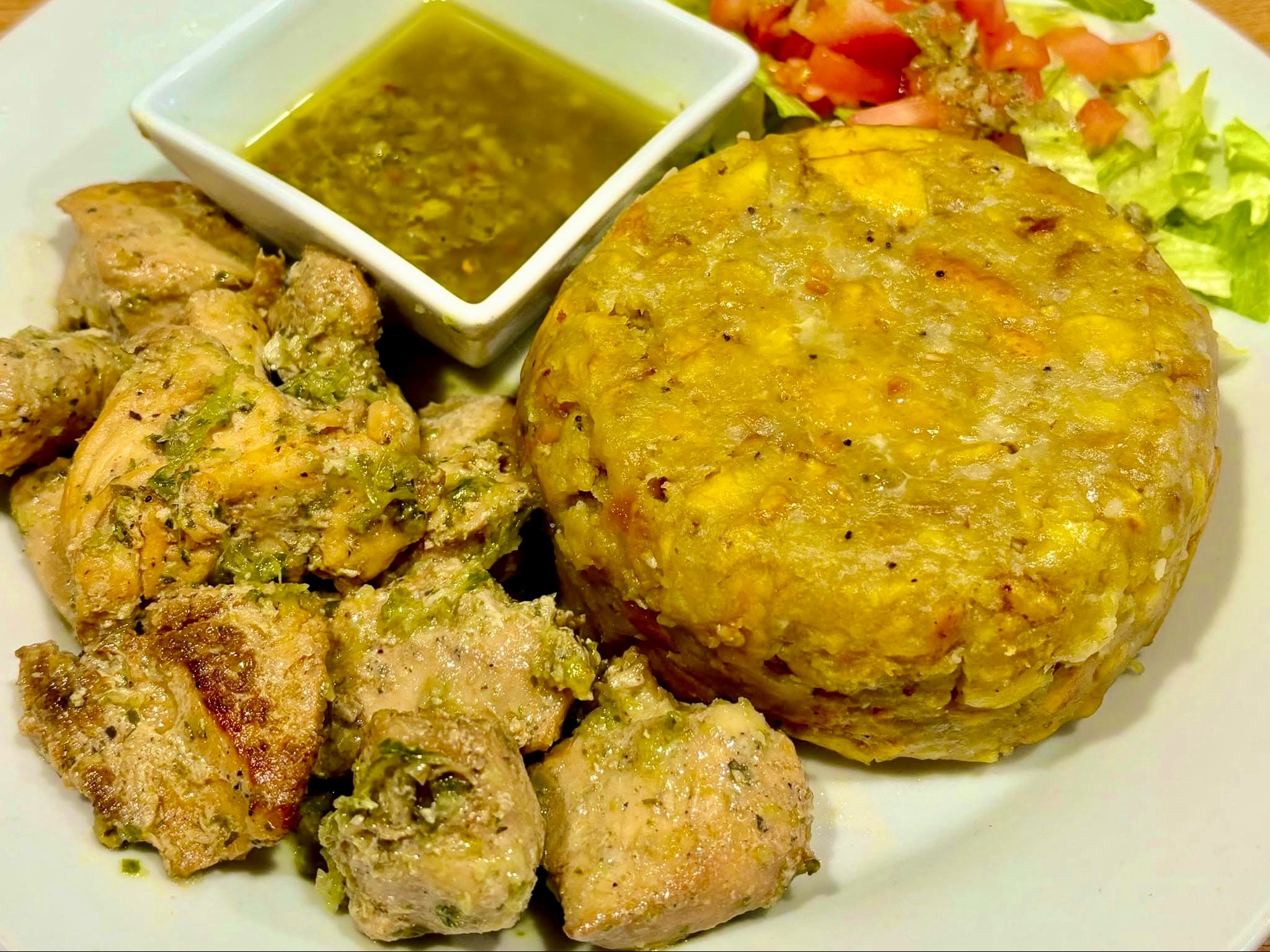 Mofongo + Chimi Chicken.