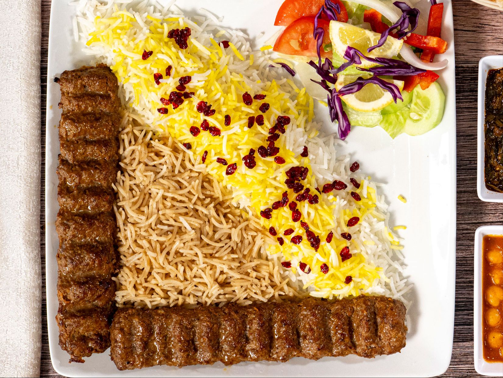Beef Kubideh Platter.