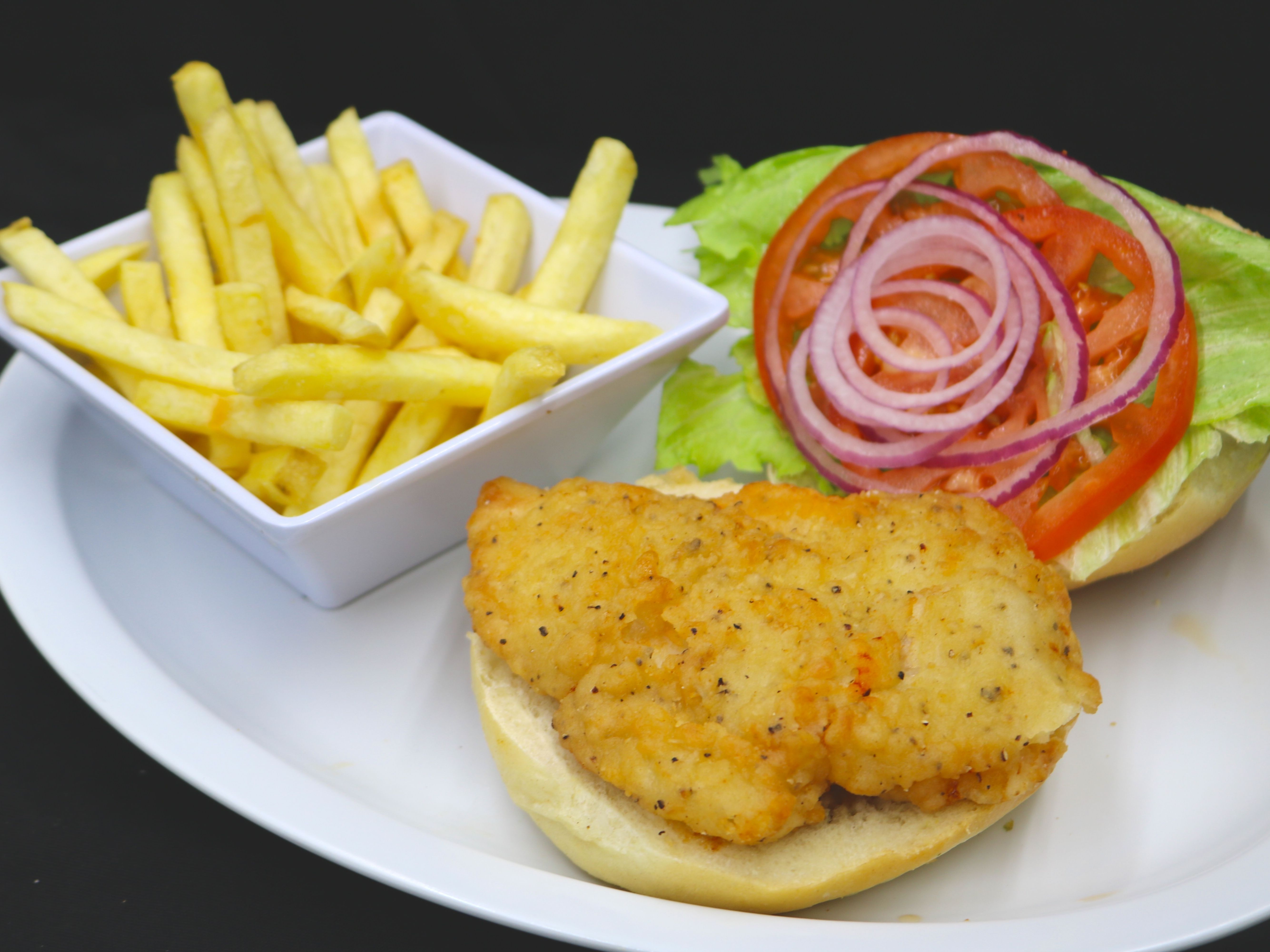 Grilled Chicken Sandwich With Fries.