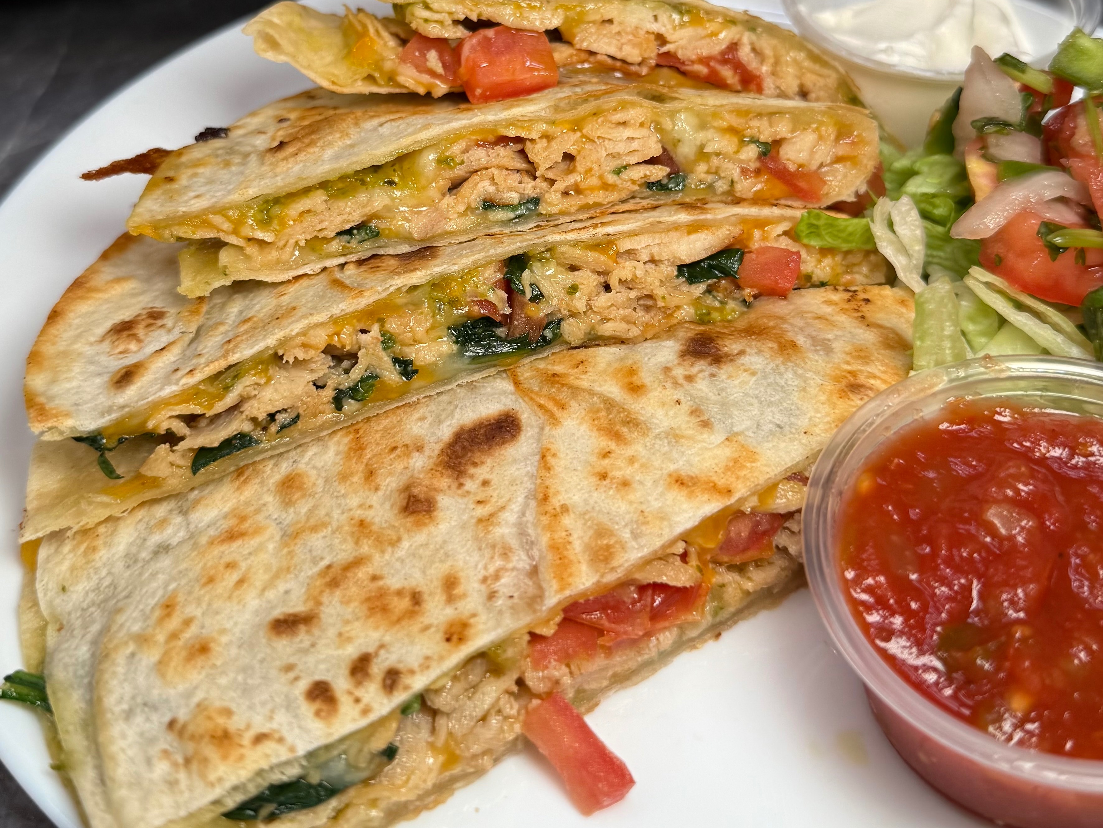 Chicky Pesto Quesadilla.