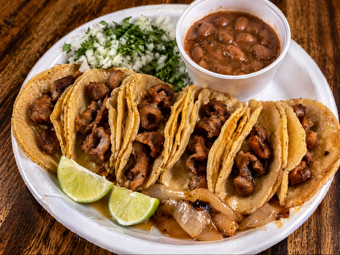 6 Mini Tacos De Tripa.