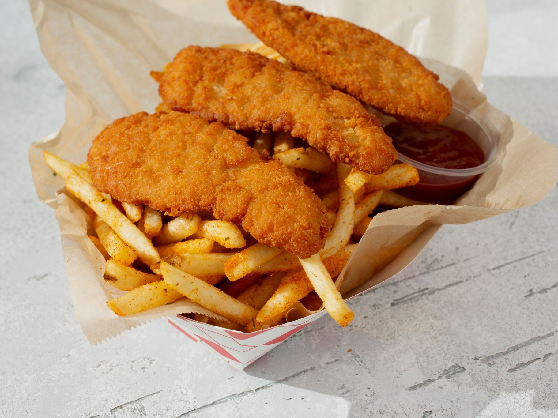 Chicken Tender And Fries Basket.