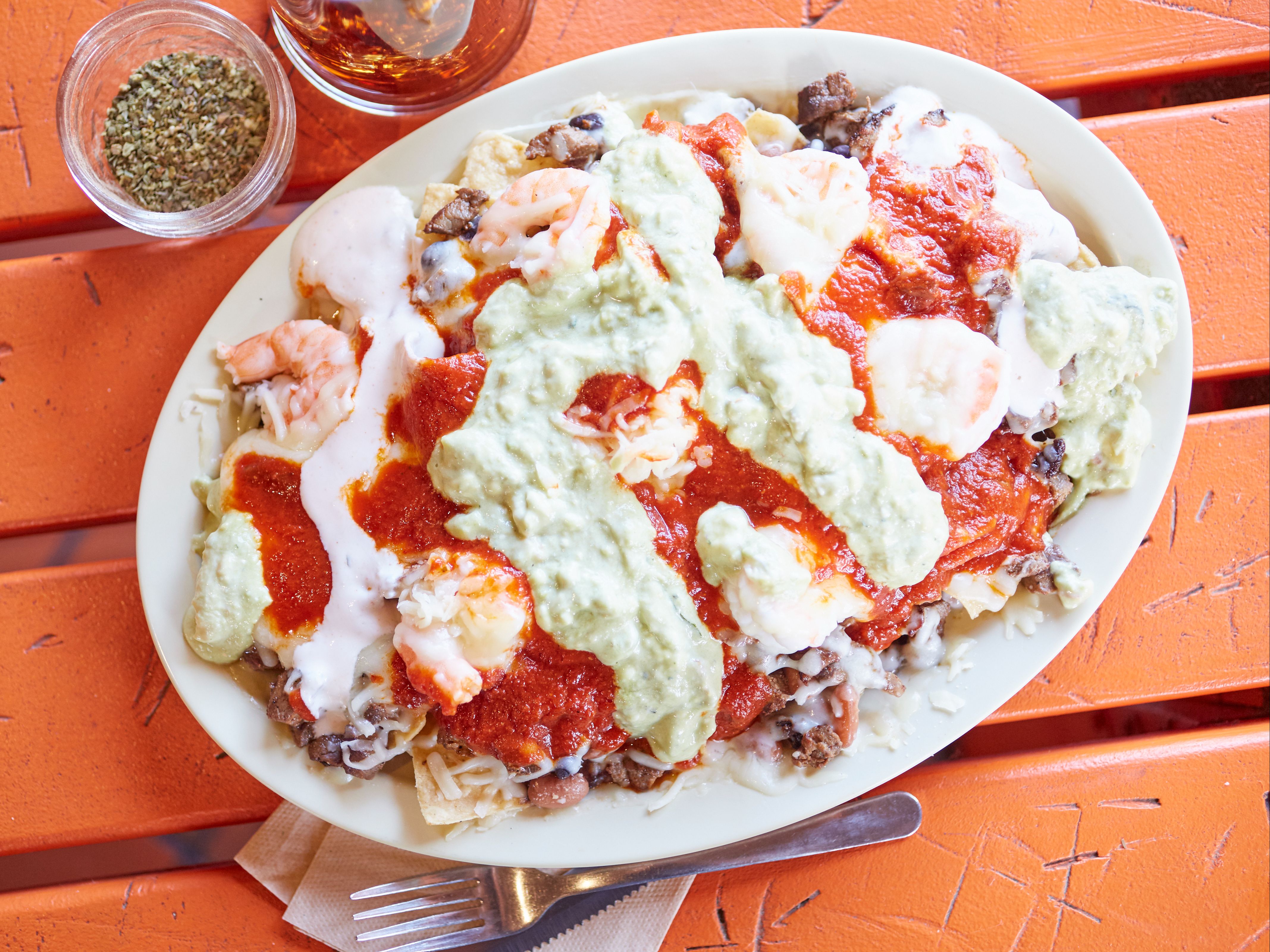 Dirty Nachos (Shrimp & Asada)