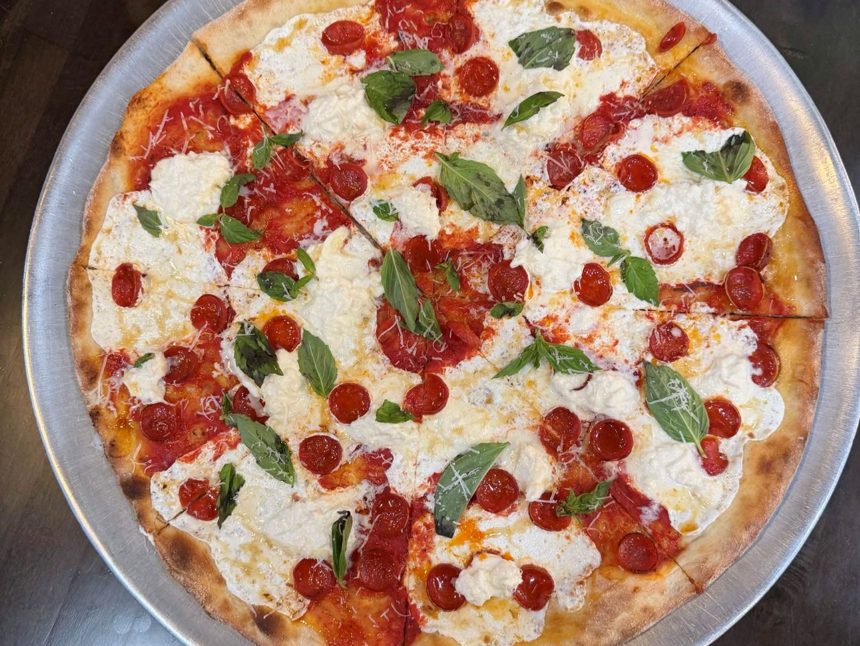 Hot Honey Burrata Pie.