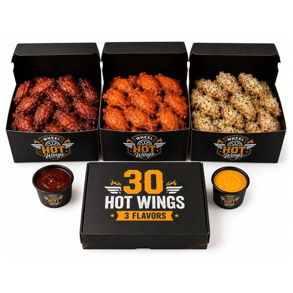 30 Hot Wings (3 Flavors)