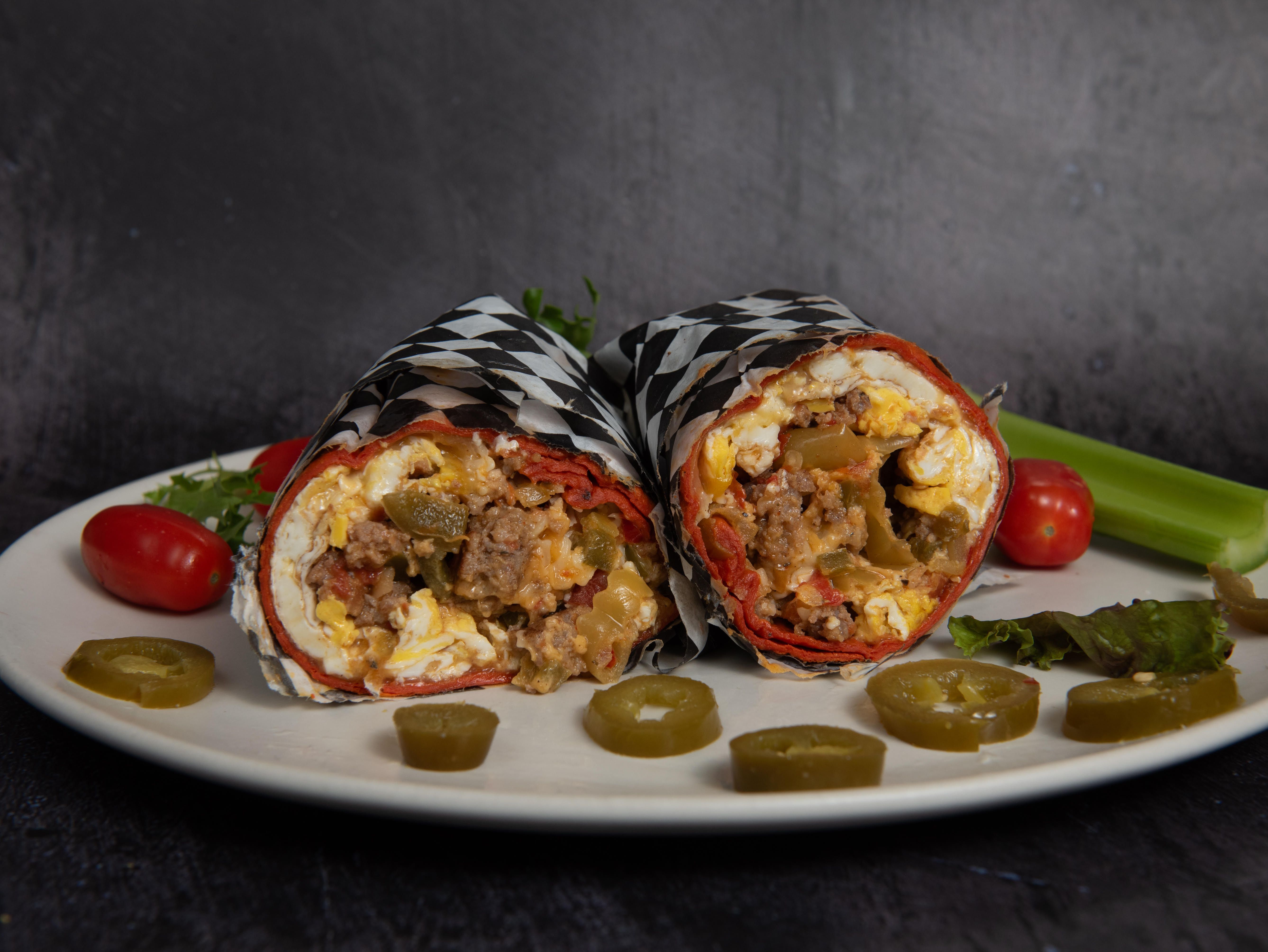 Kay's 3 Alarm Burrito.