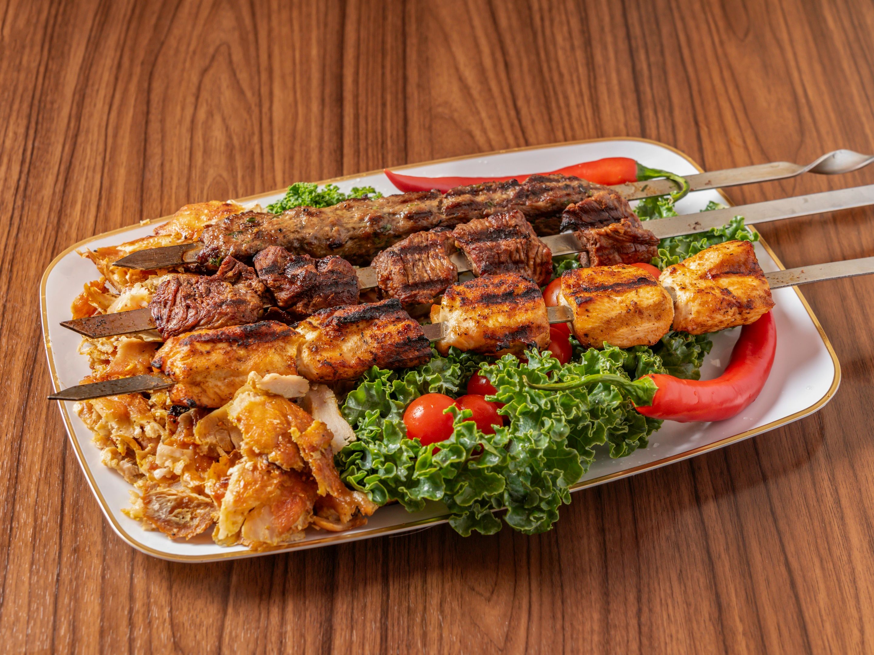 Mix Grill (2 Shish, 2 Lamb Chops, and Shawarma).